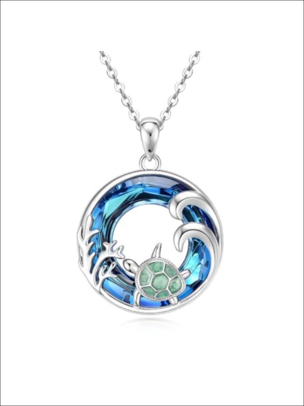 Sea Turtle Crystal Pendant Necklace for Women Hypoallergenic Metal Adjustable